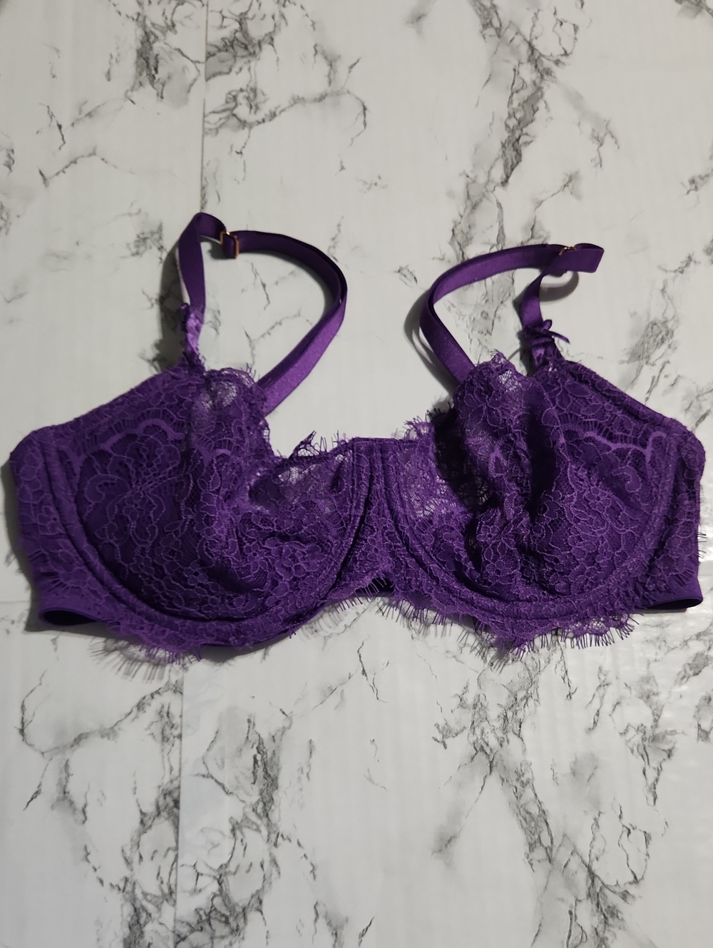 💘 Victorias Secret Dream Angels Purple Lace Underwire Bra Push Up